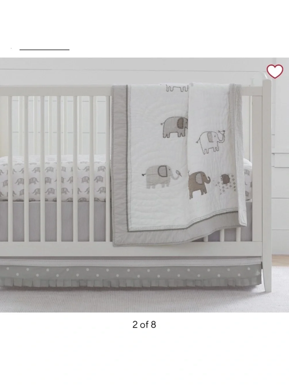 Pottery Barn Kids Gray and White Elephant Quilt
